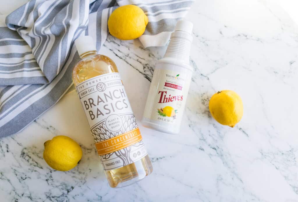 branch basics bottle next to thieves bottle