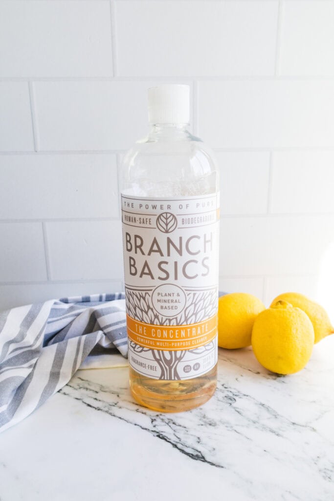 bottle of Branch Basics on counter