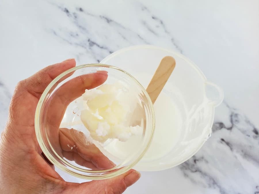 adding in the coconut oil 