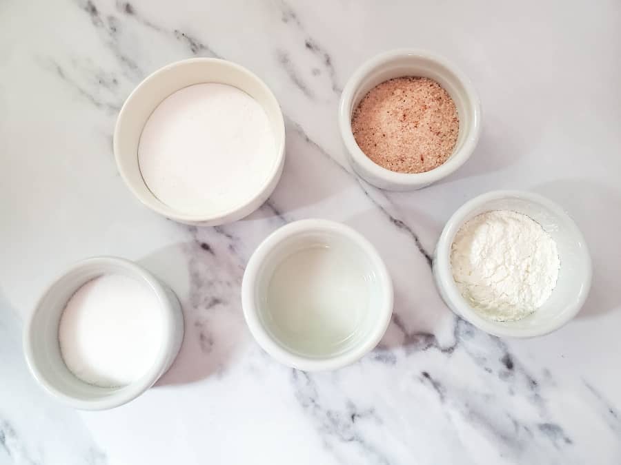 ingredients for pink bath salt