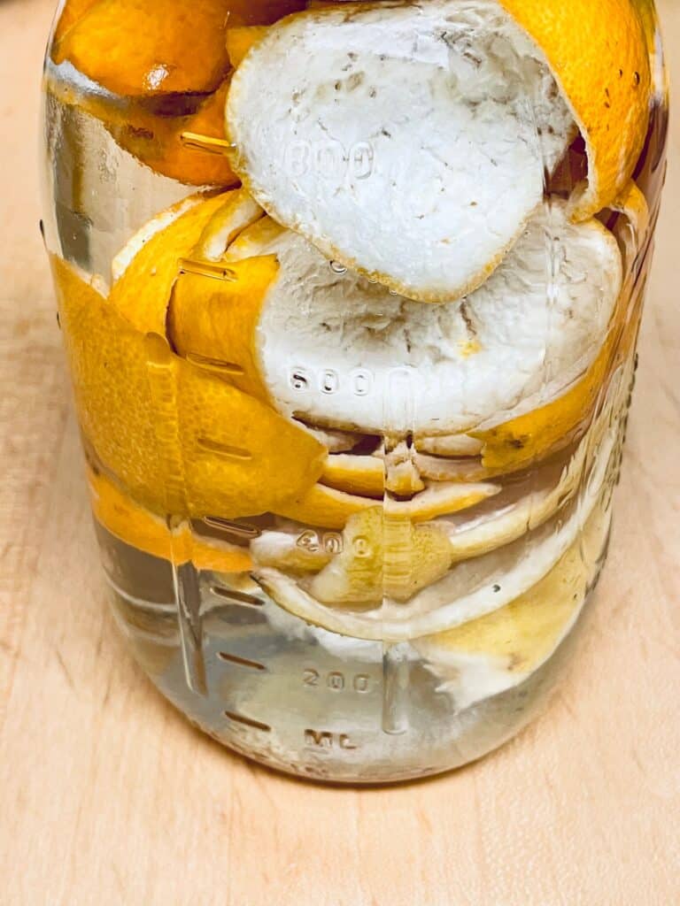 orange peel vinegar in jar