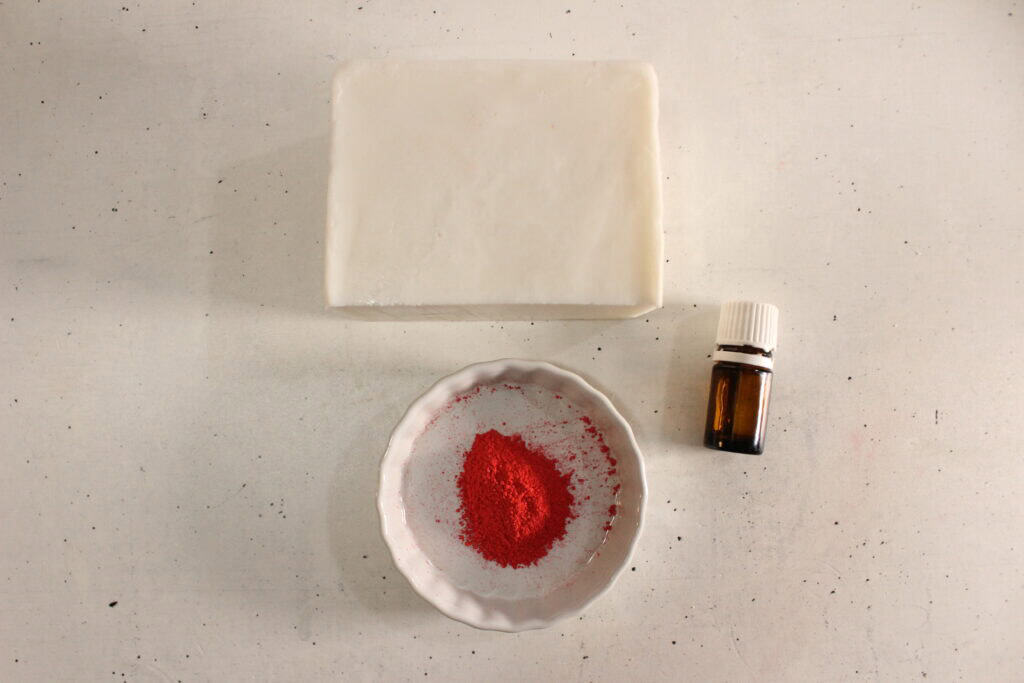 ingredients for Candy Cane Soap