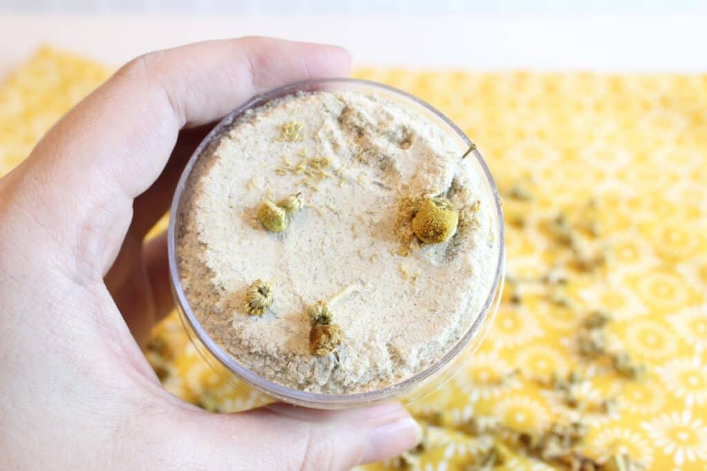 top view of chamomile bath salts