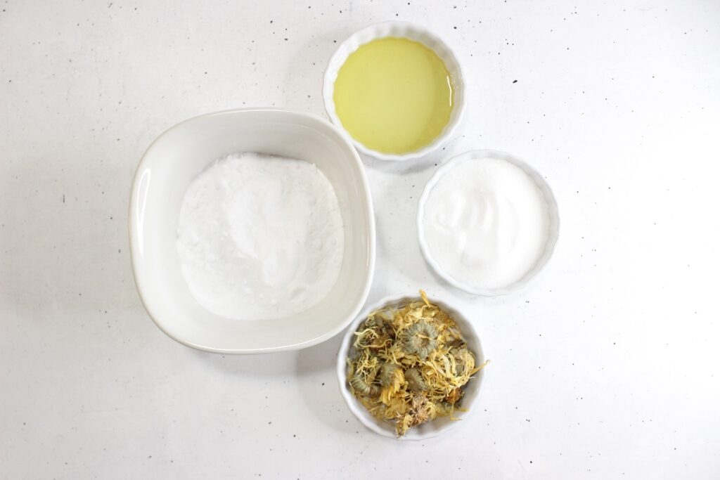 ingredients for calendula bath powder recipe