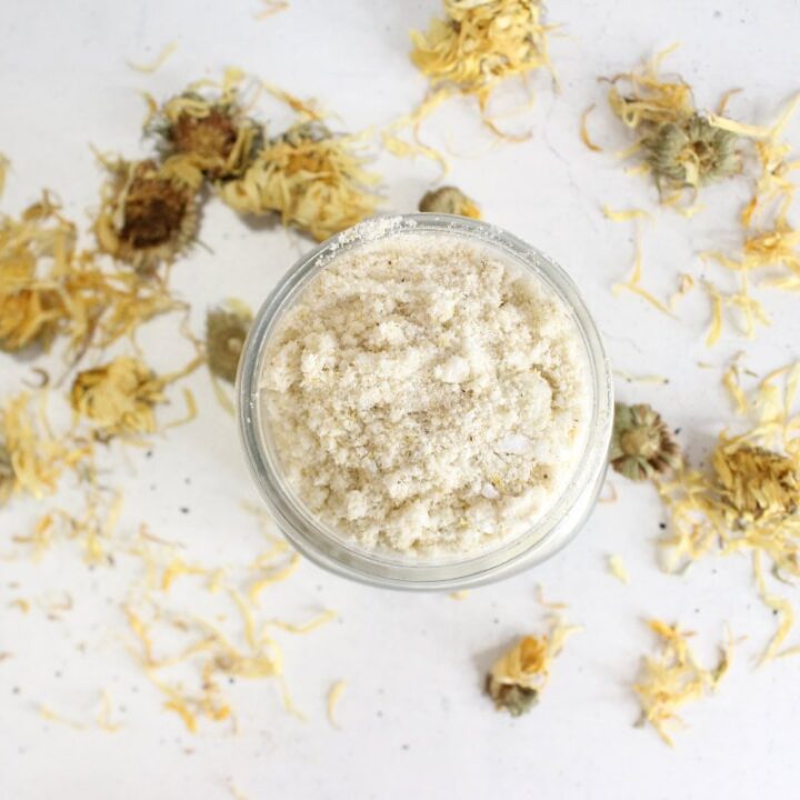top view of calendula bath salts