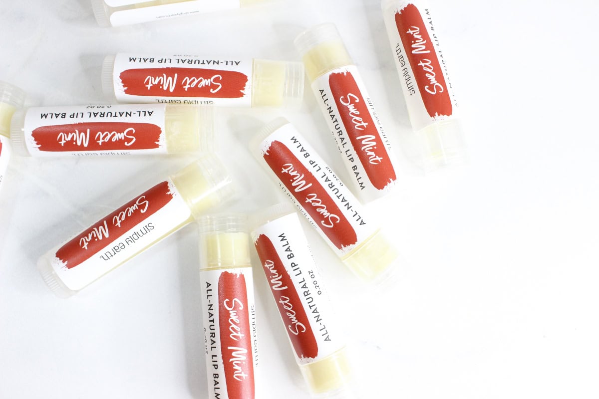 8 lip balms on counter
