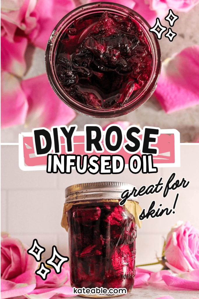 diy rose infused oil pin image