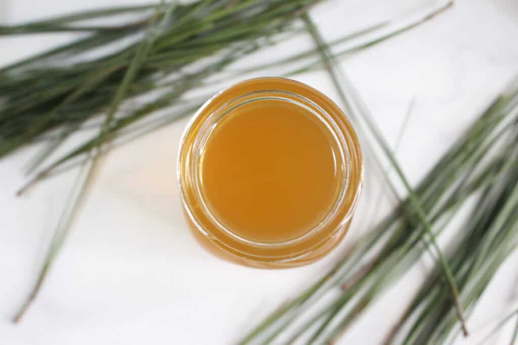 top view of the pine needle syrup
