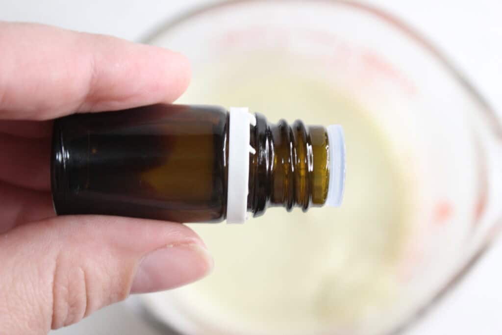 adding in essential oils to shaving cream