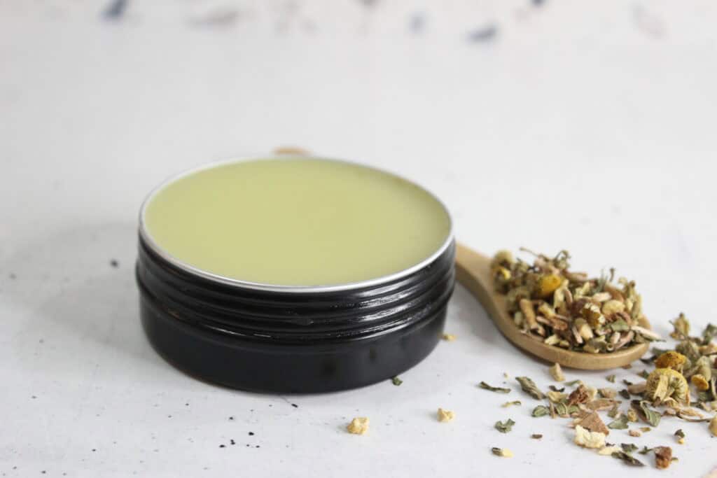 close up of headache salve