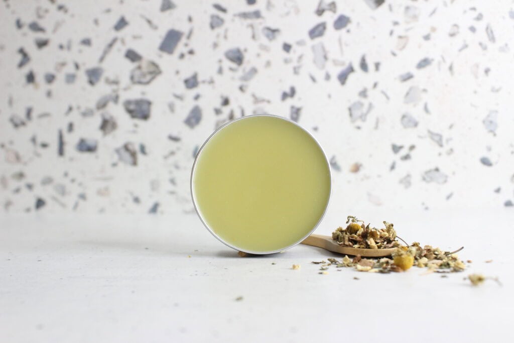 side view of headache salve 