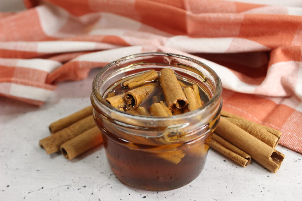 cinnamon infused honey in jar 