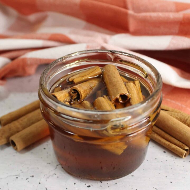 cinnamon infused honey in jar