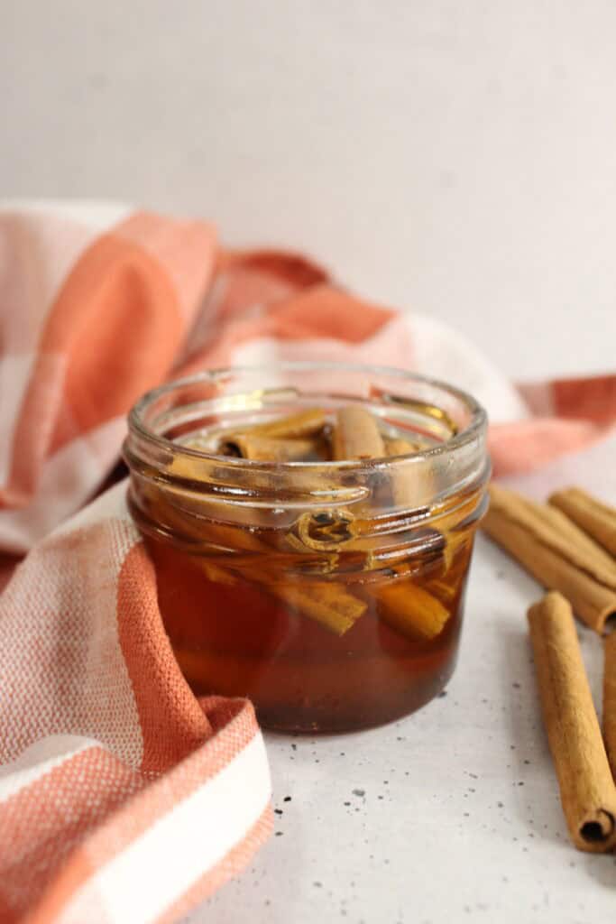 long view of cinnamon infused honey