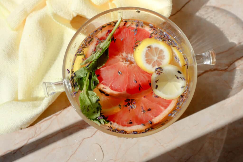 another view of summer simmer pot with grapefruit and lemons