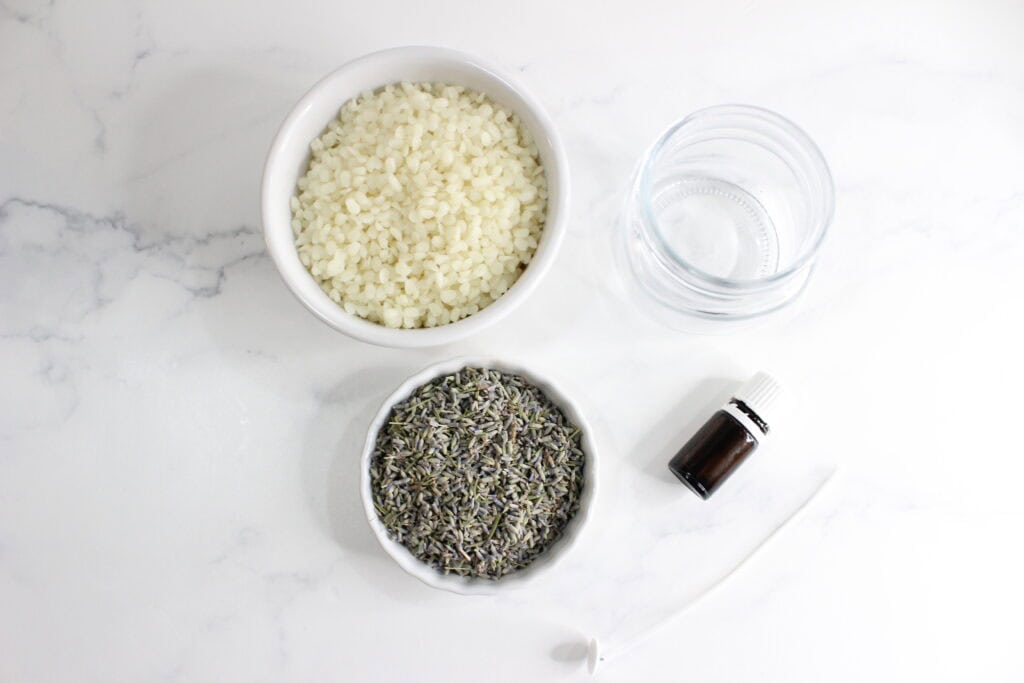 ingredients for lavender candle
