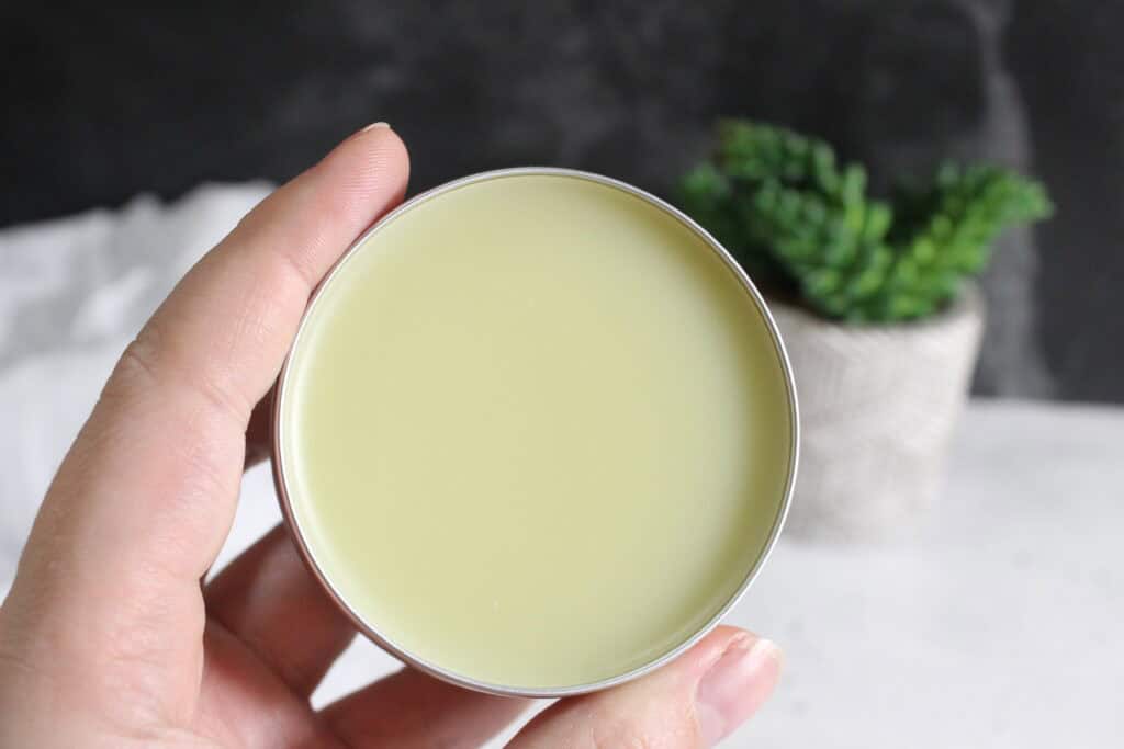 me holding up the finished balm