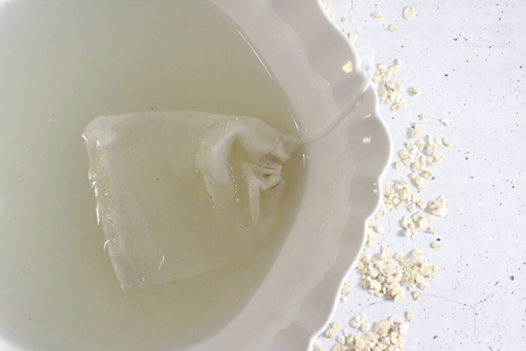 the oatmeal milk bath in the bath water