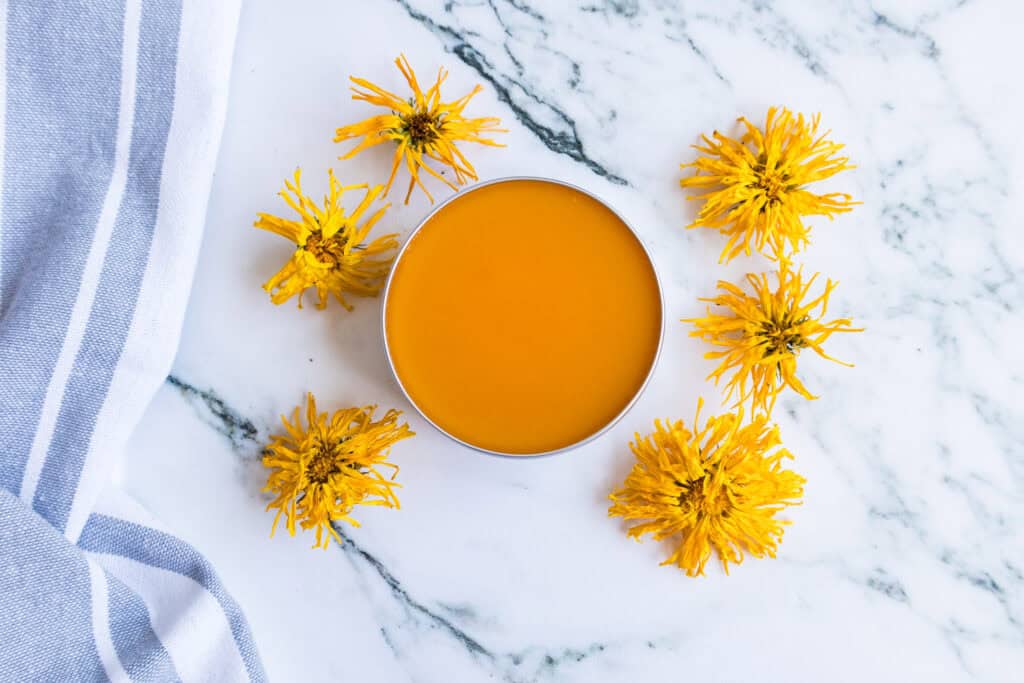 top view of DIY Calendula Salve