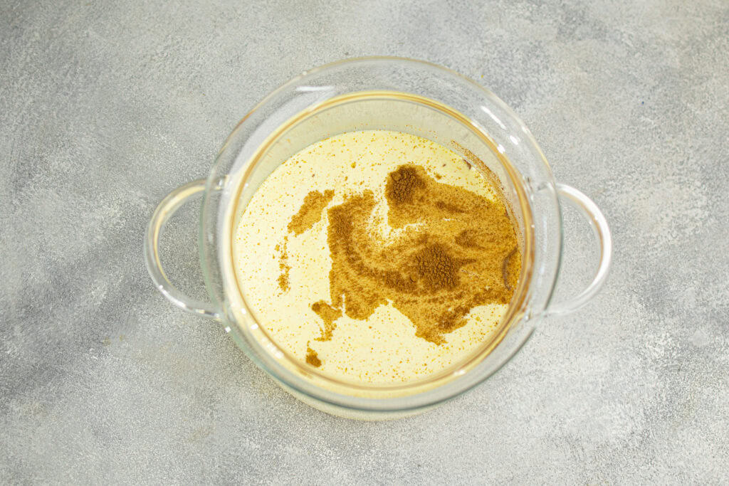 adding in the honey and vanilla
