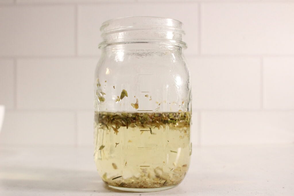 making the lavender marshmallow root infusion