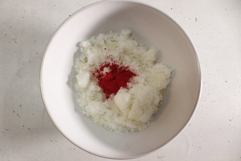 adding red to one bowl