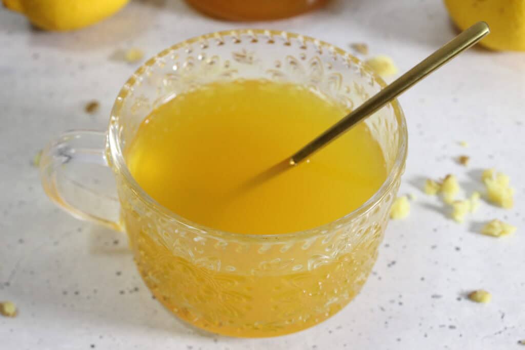 top view of tea with spoon in it