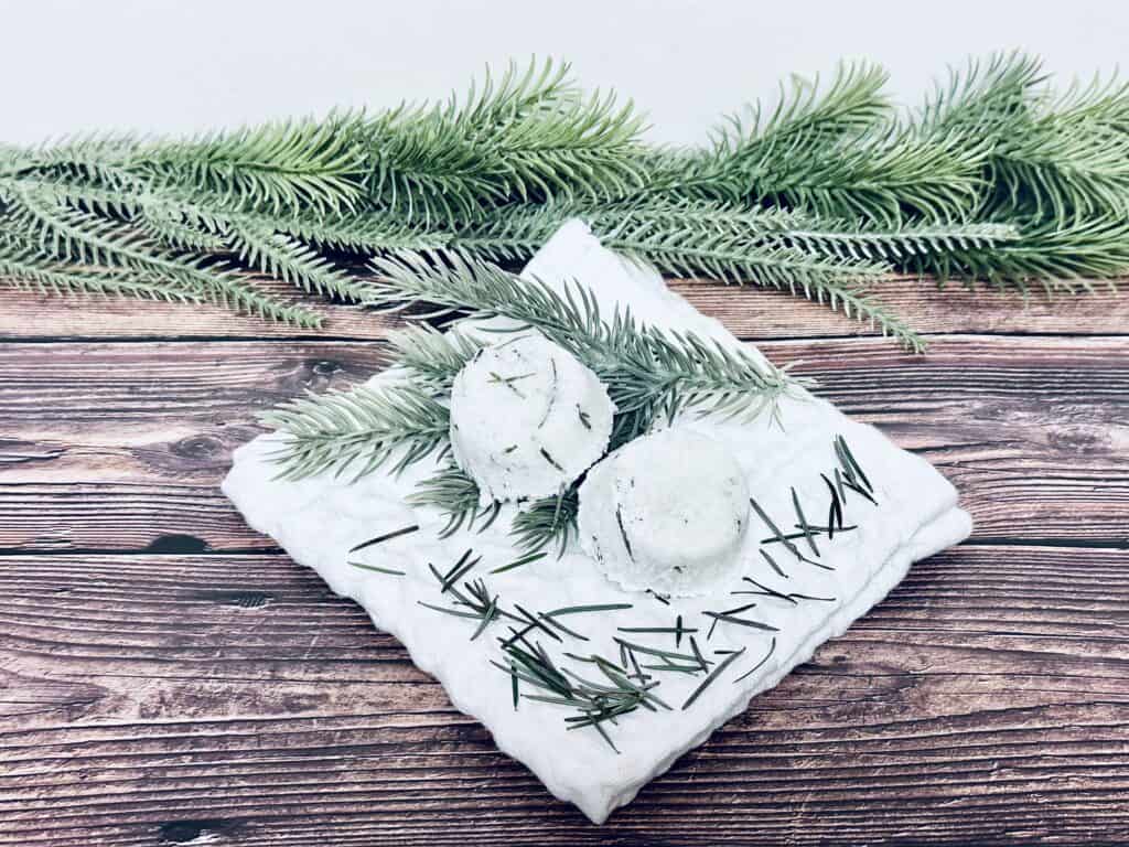close up of diy pine shower steamers