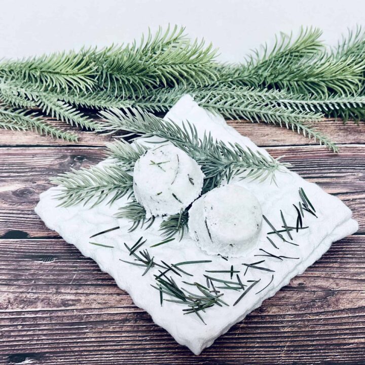 close up of diy pine shower steamers