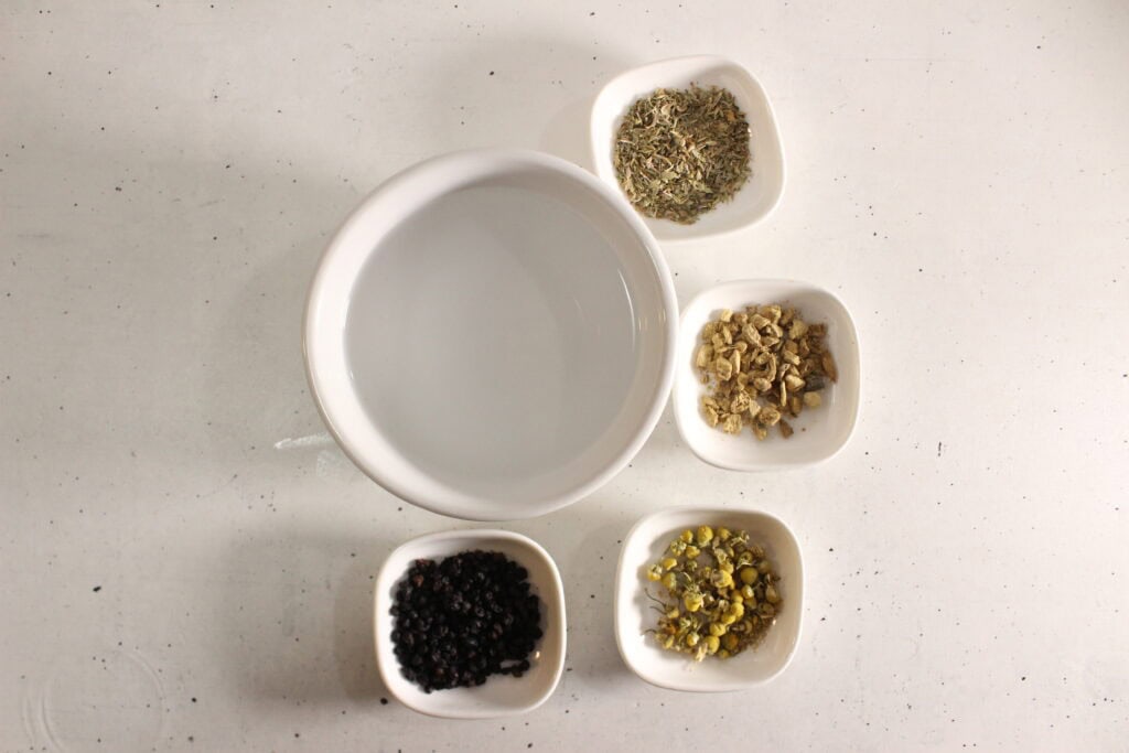 ingredients for homemade cold and flu tea