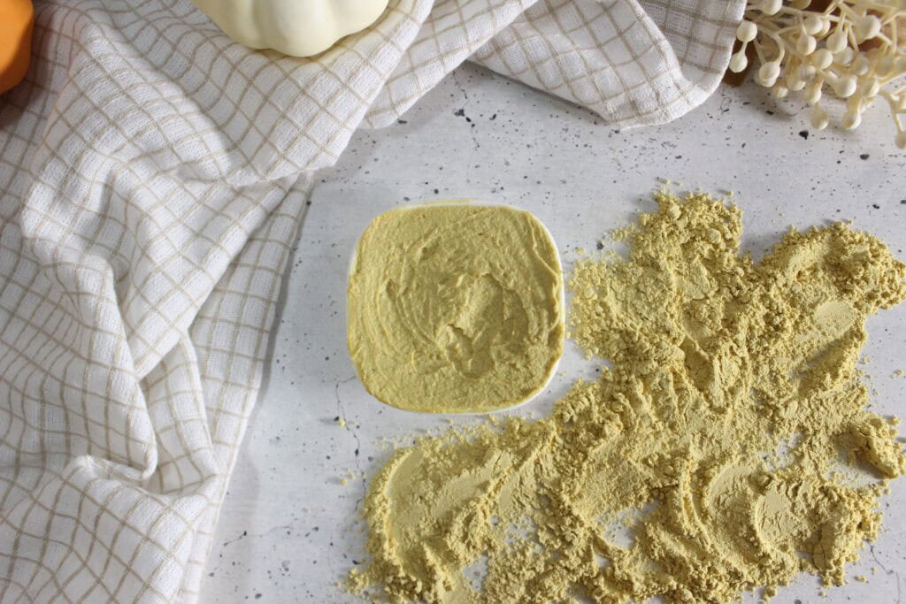 top view of pumpkin face mask