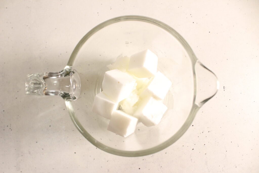 melting the soap and coconut oil