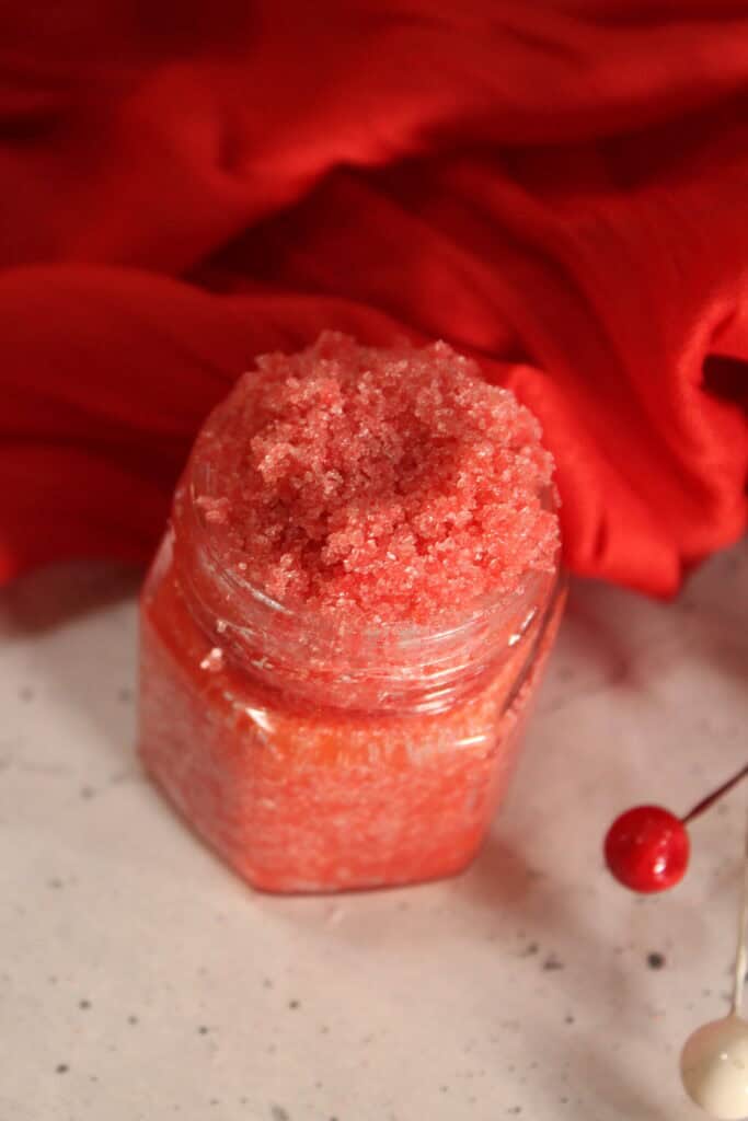 long view of DIY holiday lip scrub