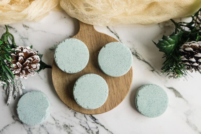 DIY pine shower steamers on the table