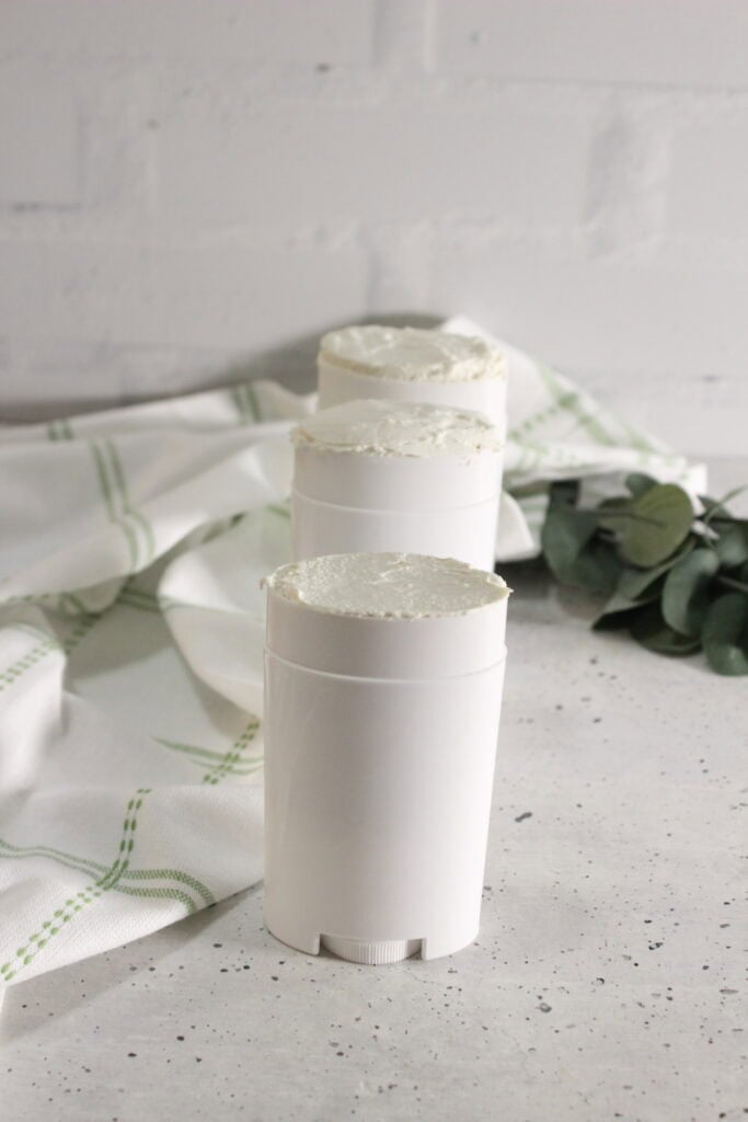 long view of diy no baking soda deodorant tubes