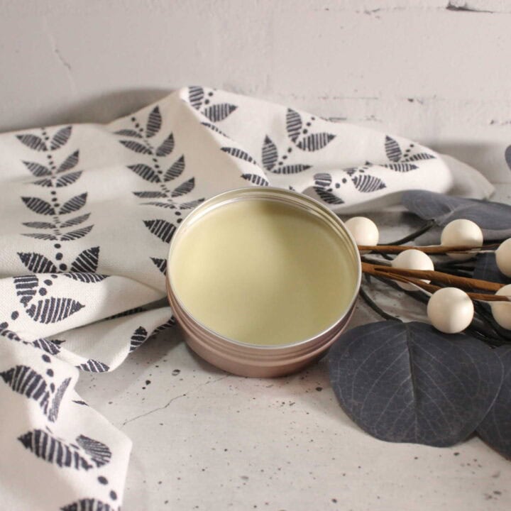 Open tin of DIY solid perfume.