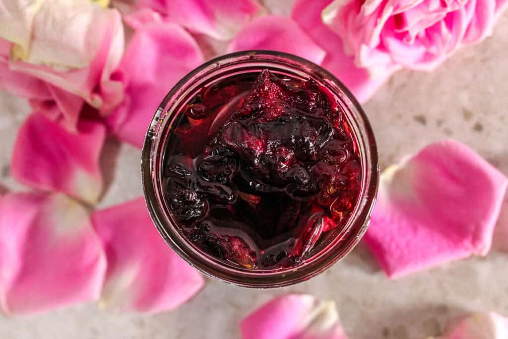 top view of rose infused oil