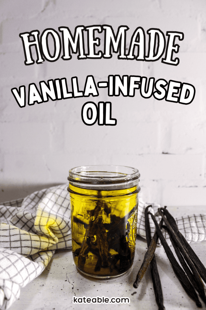 Homemade vanilla infused oil pin image