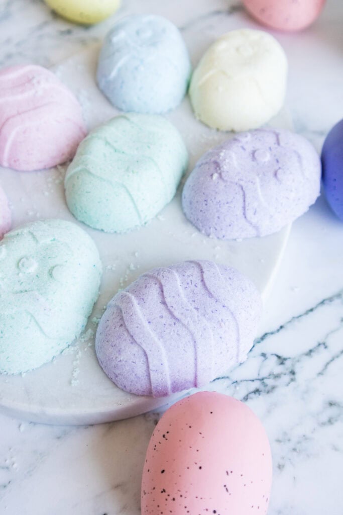 close up of all the bath bombs
