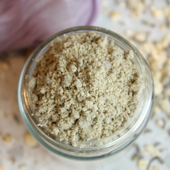 Lavender Tallow Oatmeal Face Scrub for gentle skincare and exfoliation. Natural ingredients for soft.