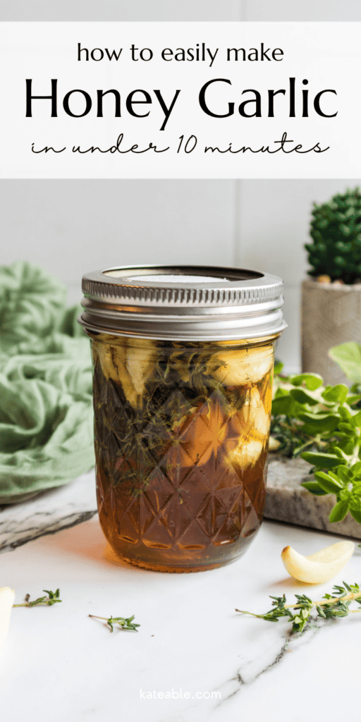 Homemade Garlic Infused Honey pin image